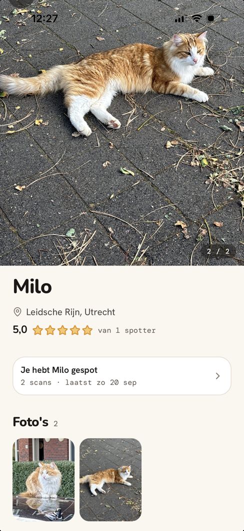 Milo's cat page in the Blepper app